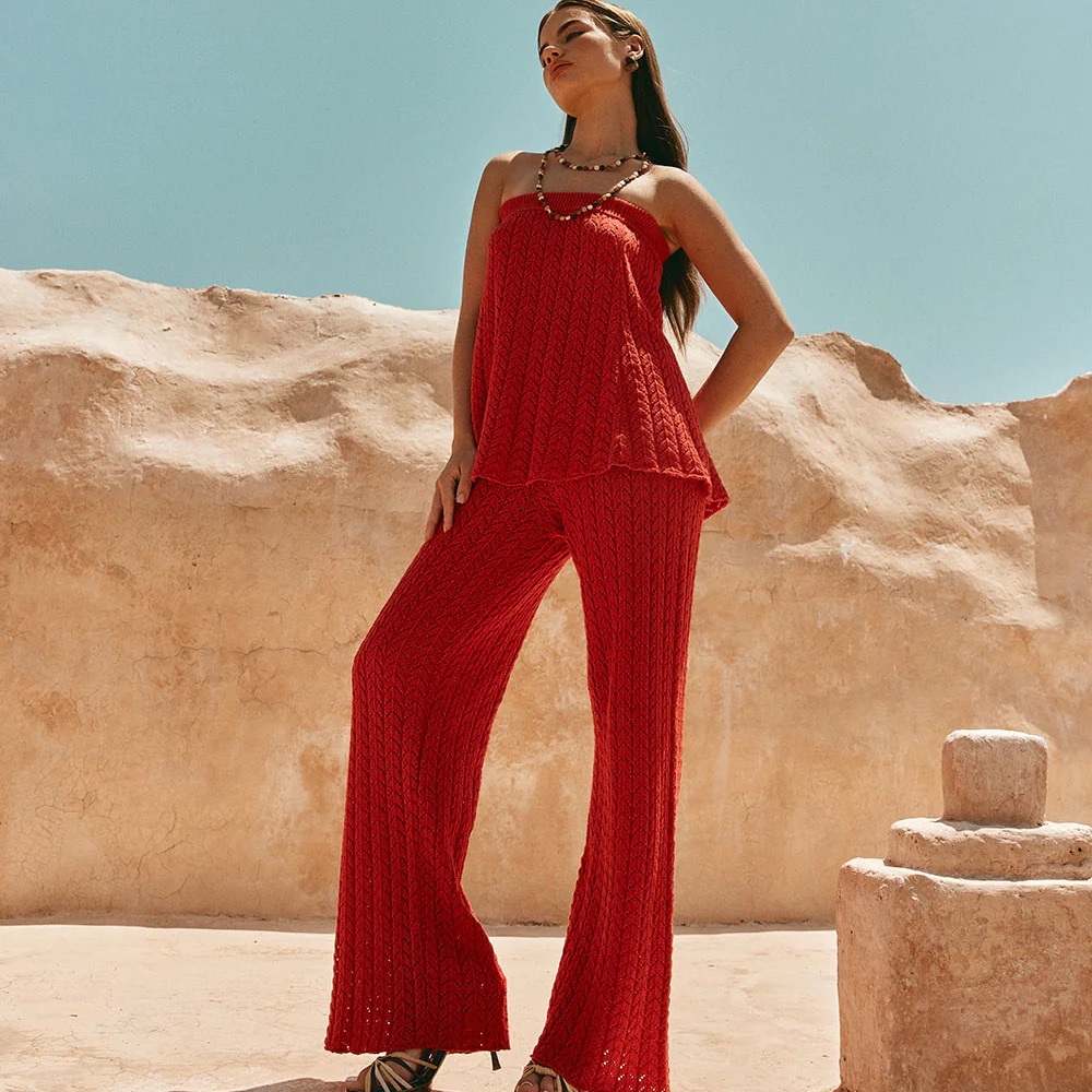 Sabo skirt Athena Top & Athena Pants Sets Red S